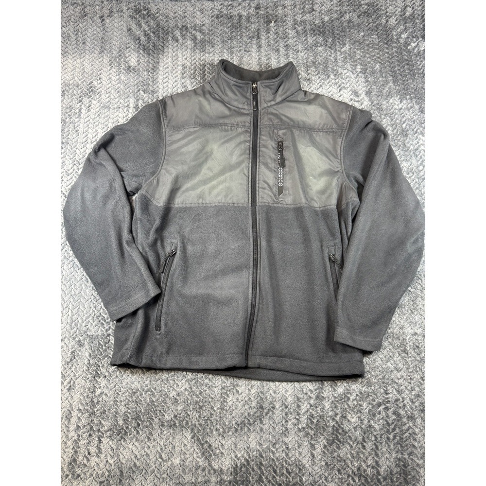 New Balance Fleece Jacket Mens Medium Gray Mock Neck Full Zip Warm Wear Winter‎